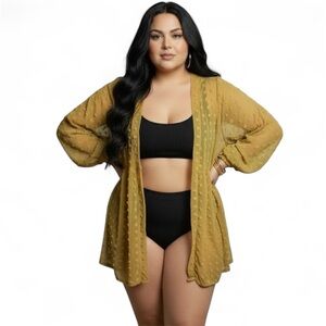 ELESOL Open Front Summer Beach Kimono Chiffon Swimsuit Cover Up Size XXL